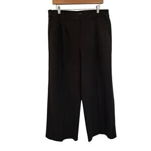 Eileen Fisher Black Pants sz 12 Pleated Front Pants Wide Straight Leg Pants